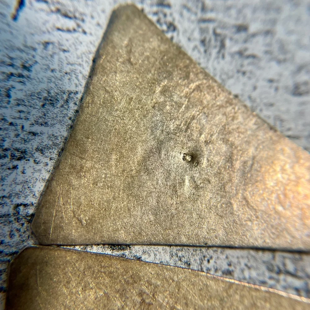 Sterling silver Bali dangle earrings hand made large triangle floral statement - Picture 8 of 9